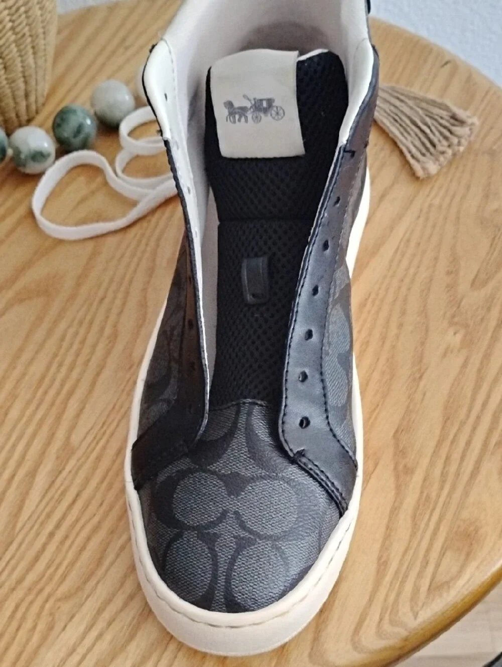 Coach Men’s 8 Women's 9.5 Black and White Signature High-Top Sneaker
